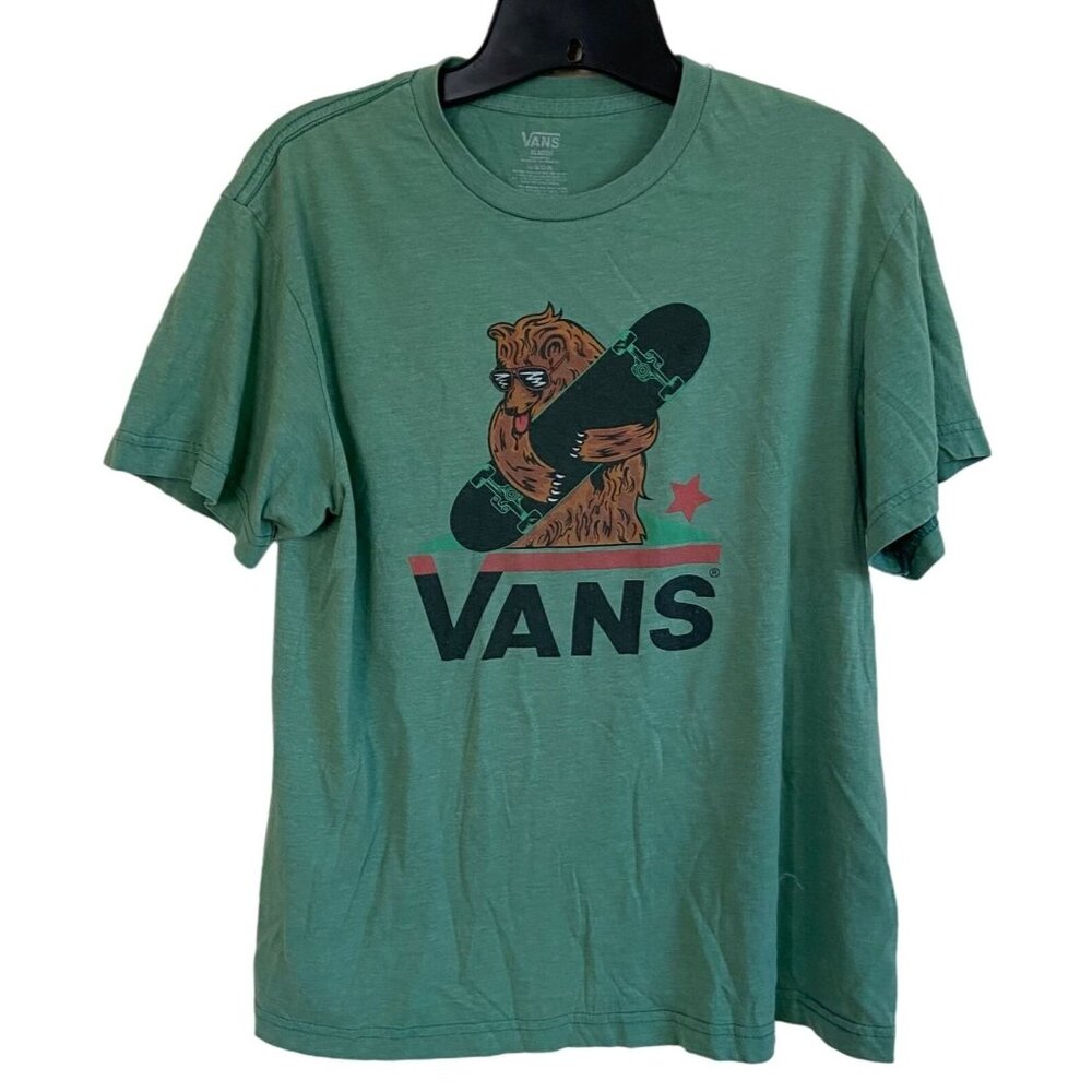 Vans T-Shirt Bear Holding Skateboard Size Youth XL Tshirt T Shirt Tee Green
